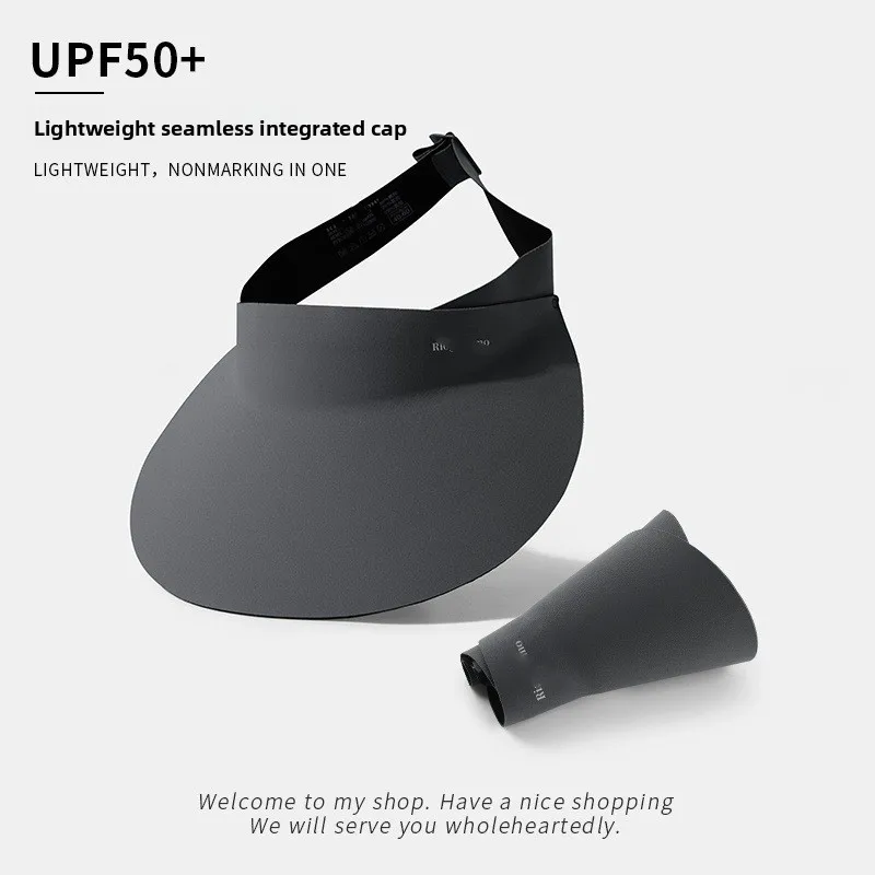 Seamless Integrated Sun Protection Hat for Summer, UV Protection, Foldable, Ultra-Light, Open-Top Hat with Large brim