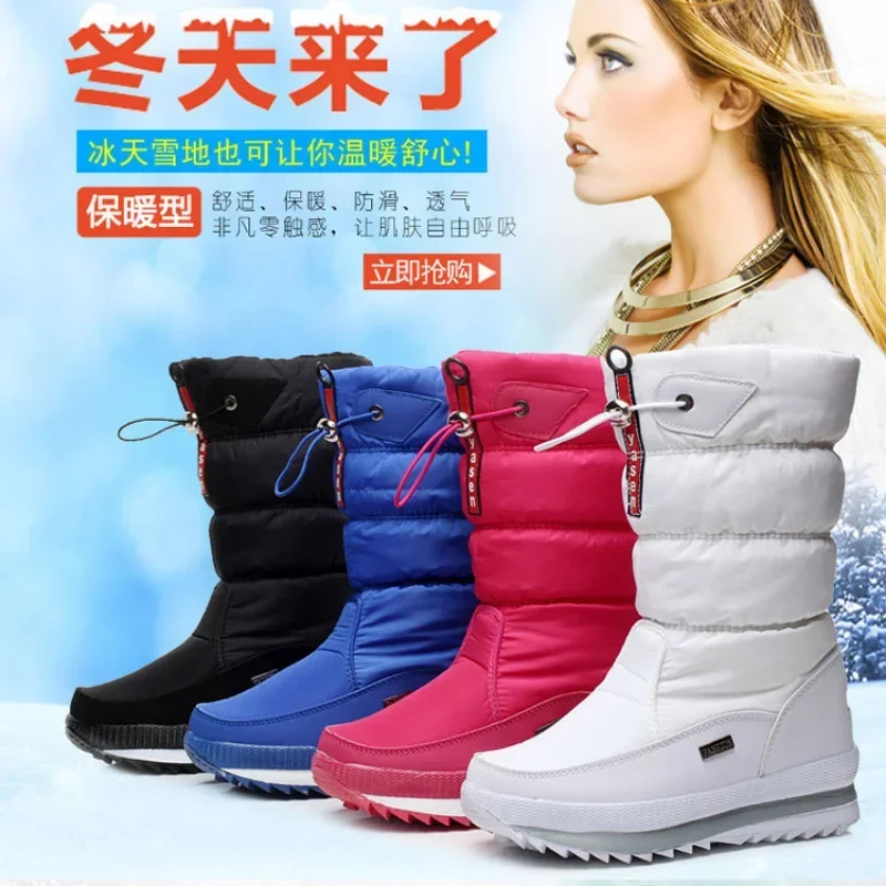 Women Snow Boots Platform Winter Thick Plush Waterproof Non-slip Boots Lady Fashion Woman Shoes Warm Fur Botas mujer Large size