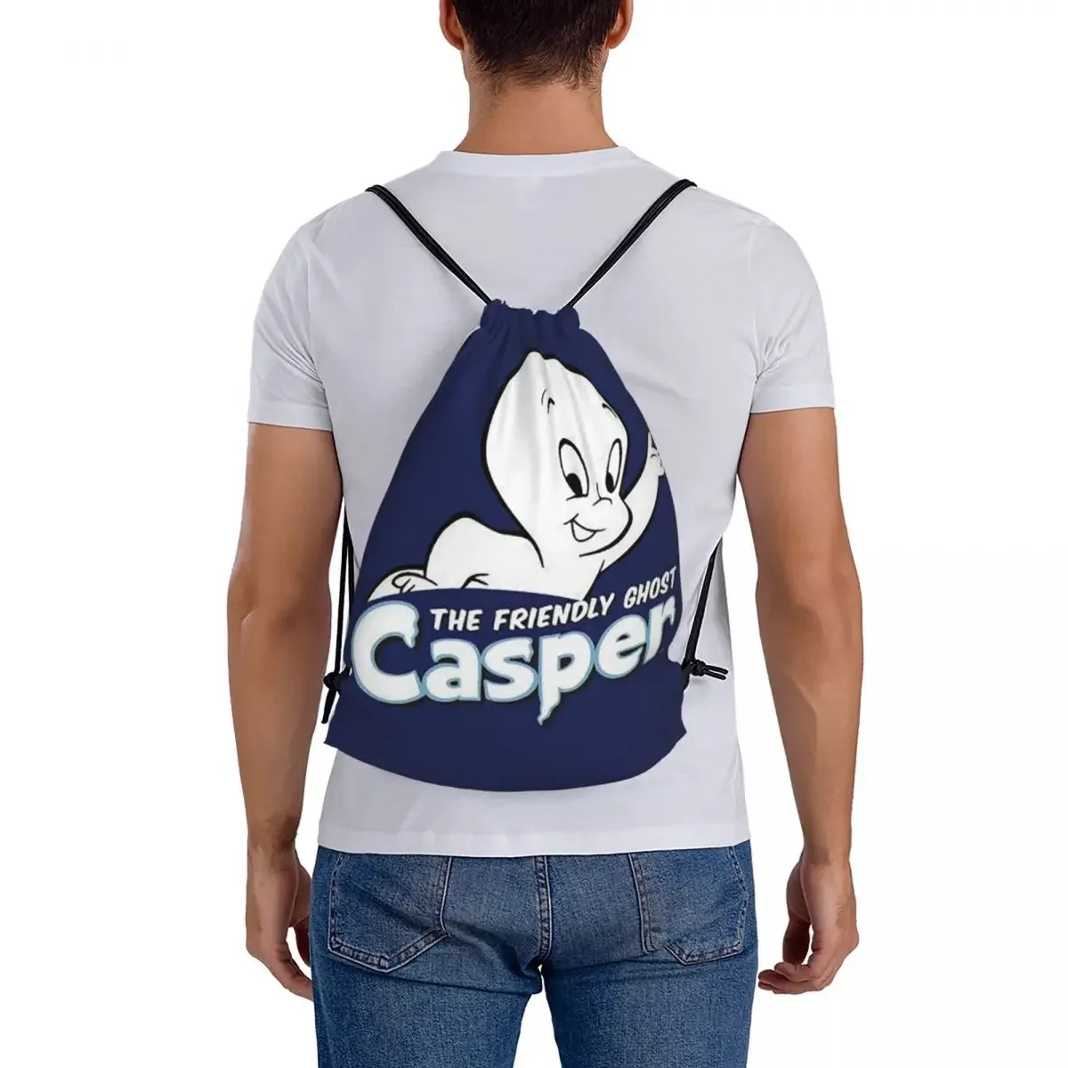 The Friendly Ghost Casper Backpacks Casual Drawstring Bundle Pocket Sundries Bag Book Bags for Travel School
