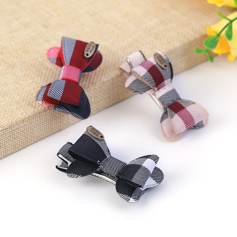 Cute British Baby Plaid Striped Hair Clips For Children Girls Geometric London Fashion Striped Hairpins Bow Barrettes Headdress