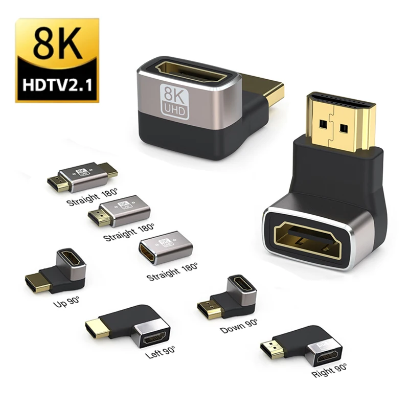 Mini HDTV 2.1 Connector Cable Adapter 8K 60HZ Degree Right Male to Female Converter HDTV Cable Extension For TV Laptop Monito PC
