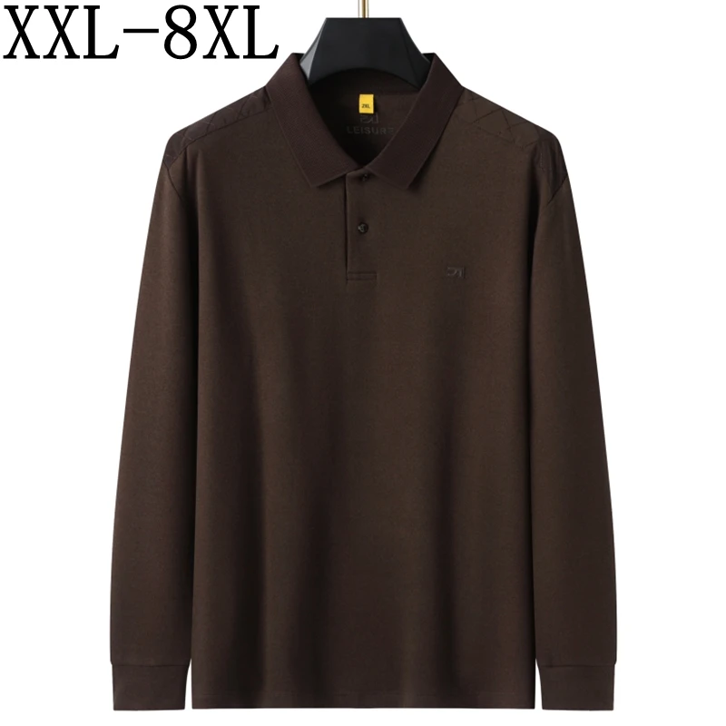 8XL 7XL 6XL 2025 New Autumn High End Luxury Polo Shirt Man Business Loose Mens Shirts Casual Menswear Clothing camisas masculina