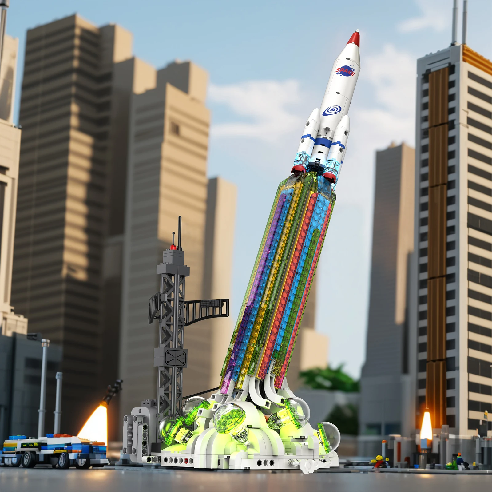 K96171 宇宙シリーズ航空宇宙スーパーロケットビルディングブロック、DIYおもちゃモデル組み立て、子供のギフトとホームデスクトップデコレーション