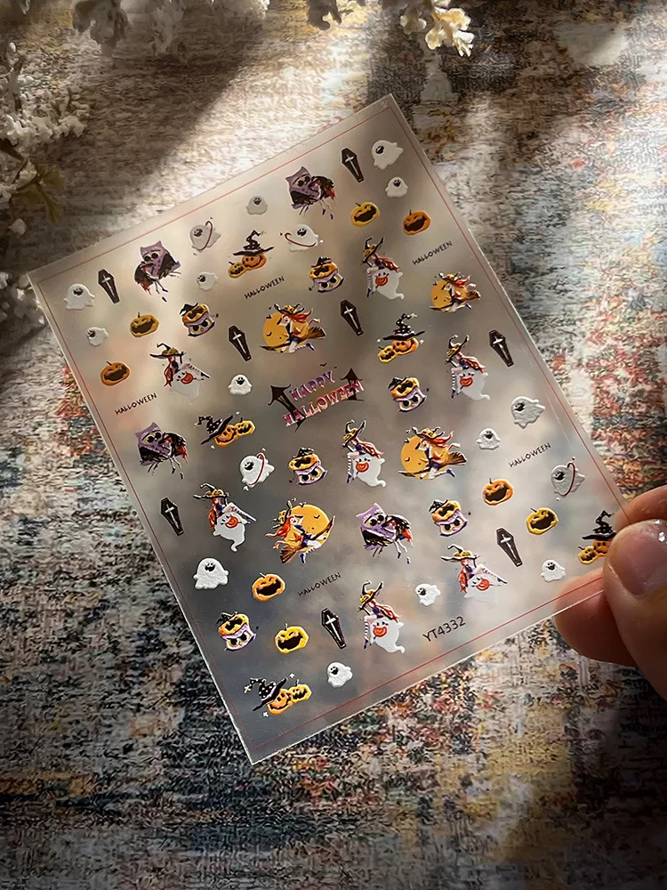 1 قطعة القلعة القوطية والغامق الخيال مسمار الفن ملصق نسيج ذاتي اللصق مع ثلاثية الأبعاد مثل القلاع القرون الوسطى الخفافيش القمر والتيجان للنساء