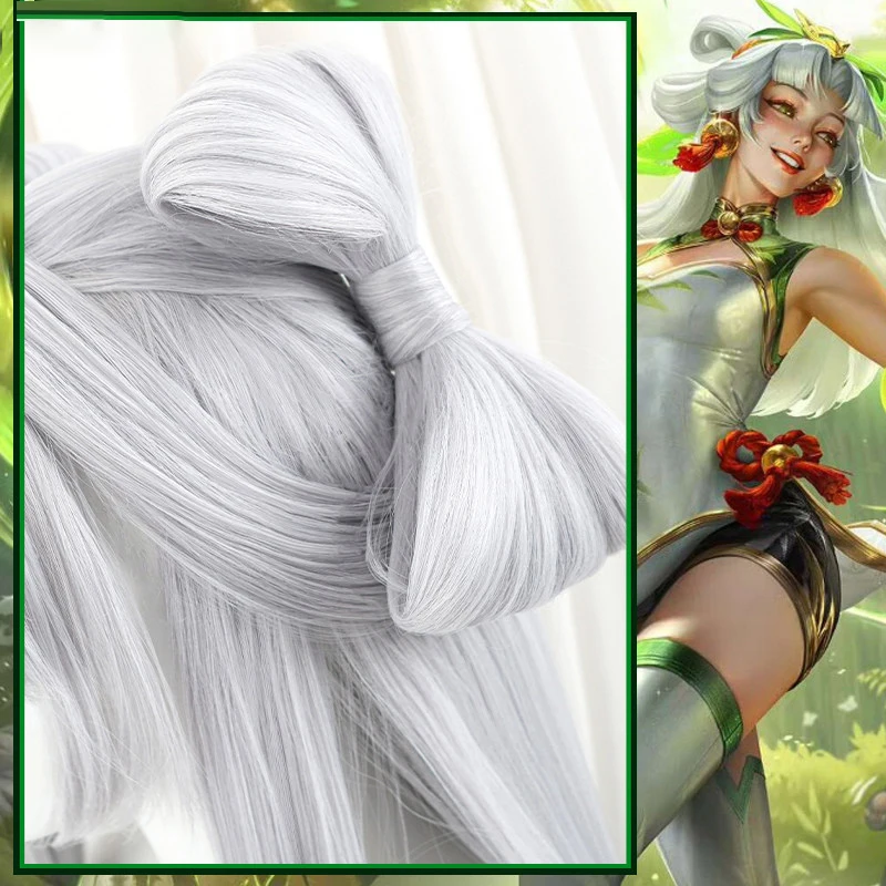 게임 LOL 팬더 팰 럭스 코스프레 가발 실버 그레이 내열성 합성 머리카락 여성 할로윈 파티 카니발 역할 놀이 소품