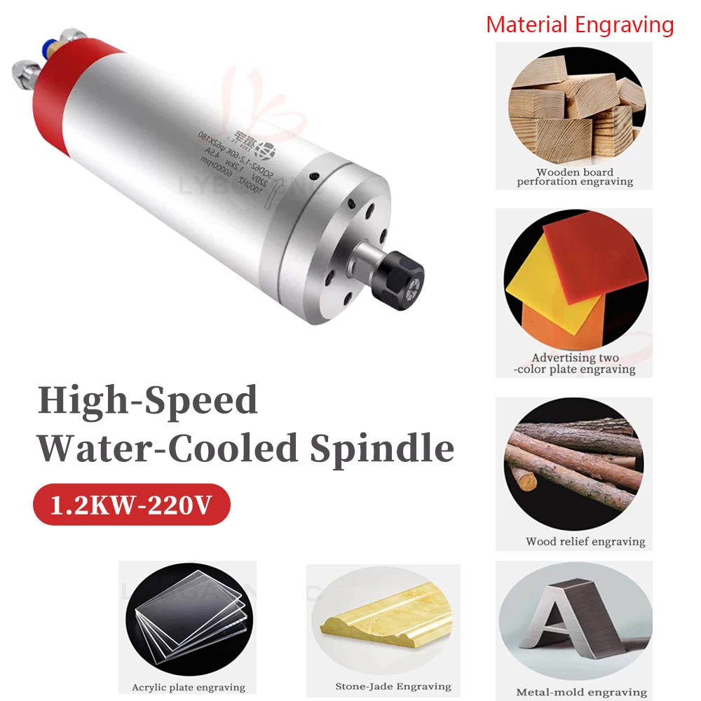 

Высокоскоростной шпиндельный двигатель YOOCNC с водяным охлаждением, 1.2 кВт, диаметр 62 мм, ER11, 220В, высокое качество, для гравировальных, фрезерных и резательных станков