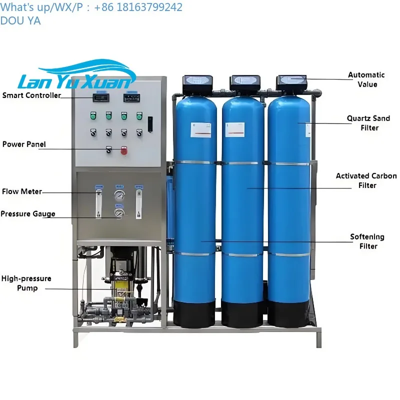 250Lph RO غشاء نظام التناضح العكسي الصناعي آلة معالجة المياه الرئيسية للمنزل بأكمله