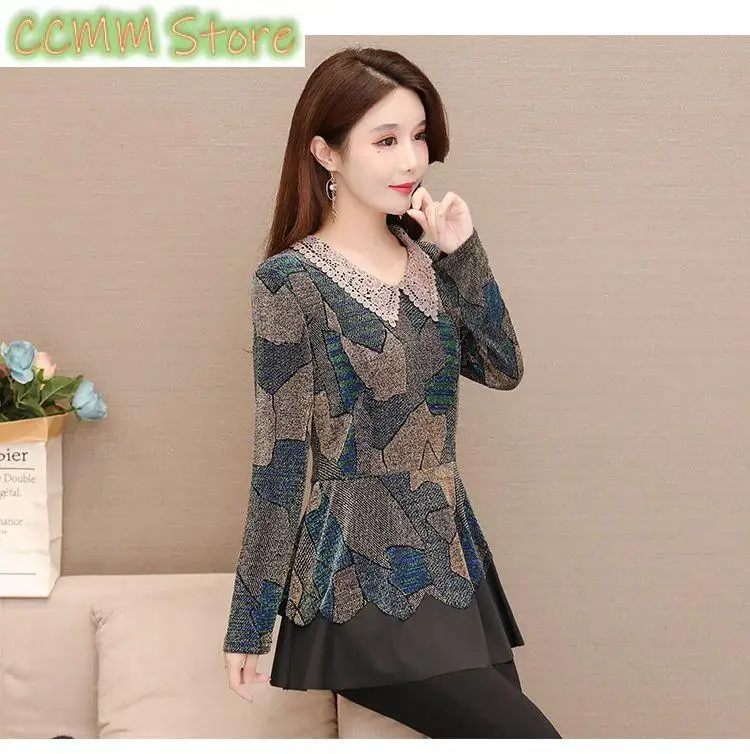 New Vintage Women Midi T-Shirts Spring Autumn Female Doll Neck Long Sleeve Elegant Fashion Big Size Pullover Slim Tops