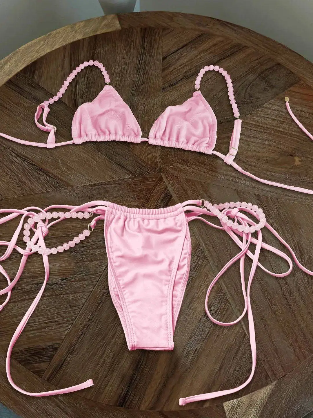 

Сексуальный купальник с бусинами 2025: Женский микро-бикини, модный пляжный наряд, удобный купальный костюм для бассейна, лето 2023