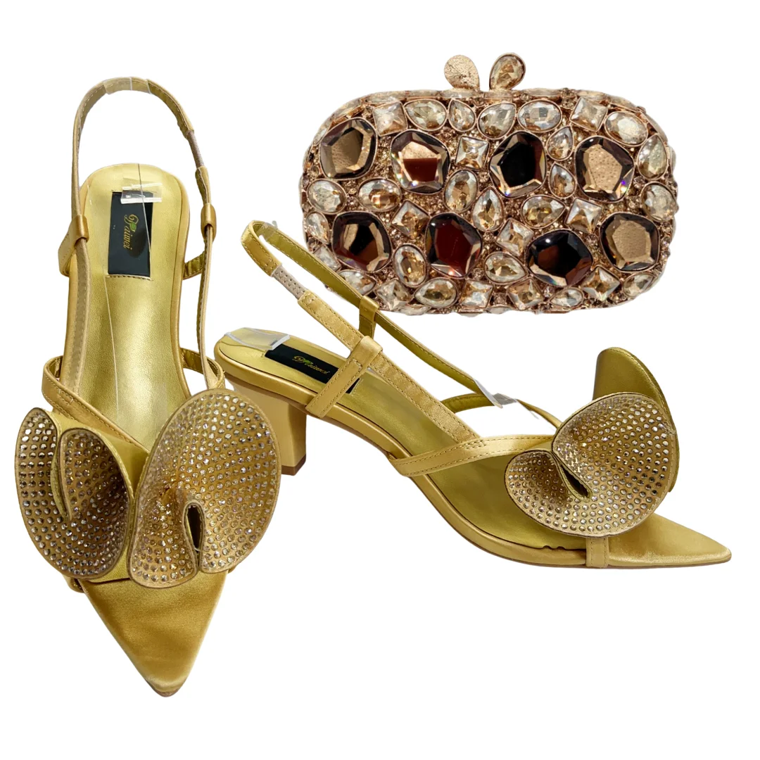 Italian Designer Evening Shoes With Clutch Bag Set for African Wedding and Bridal Occasions Lace Embroidered Beads Women's Shoes image 5