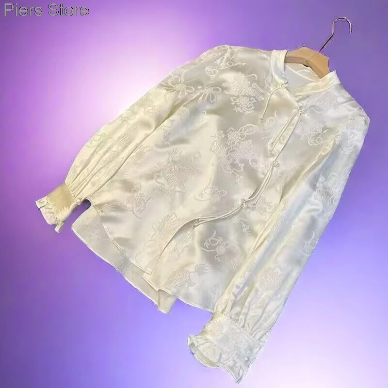 New Tang Suit Shirt National Style Traditional Elegant  printing Women Chinese Vintage Blouse Size 3XL Loose Female Hanfu Tops