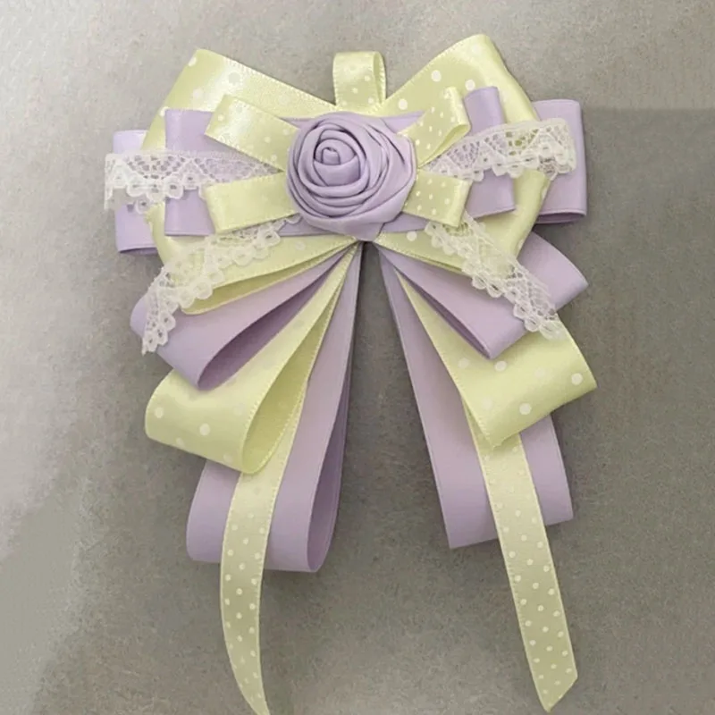 اليد ضوء عصا اكسسوارات الانحناء للحفل اليدوية الشريط روز زهرة موضة لوليتا تأثيري قميص طوق الزهور مشبك شعر