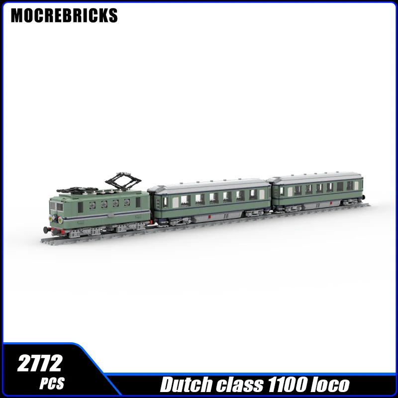 City Dutch Passenger Train NS mat \'46 Plan U Locomotive MOC Building Block Railway  Carriage Track Assembly Model Brick Toys Gif