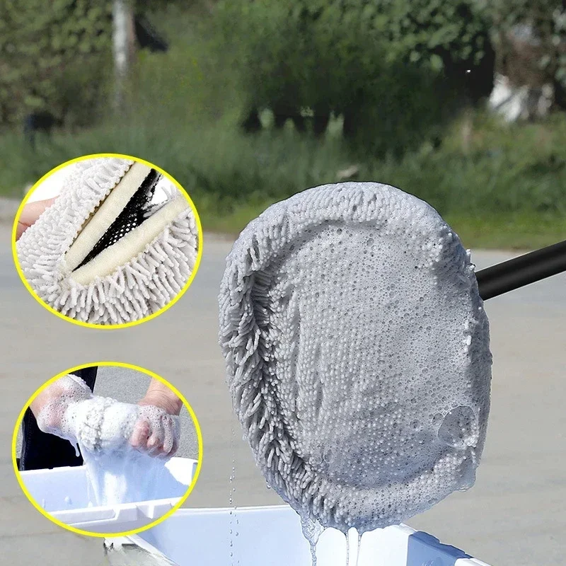 Top!-Car Wash Mop Head Replacement Cloth Heavy Duty Washable Removable Mop Pad Soft Cleaning Head
