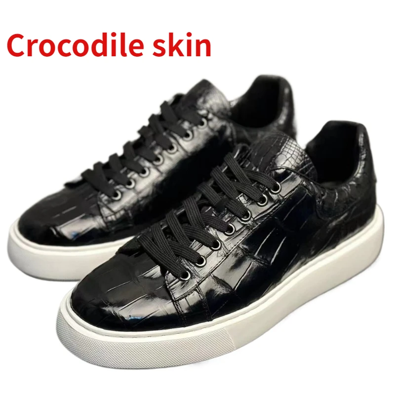 

Crocodile Leather Shoes for Men Casual Board Shoes Lightweight Soft Comfortable Handcrafted Genuine Leather Crocodile Skin Shoes