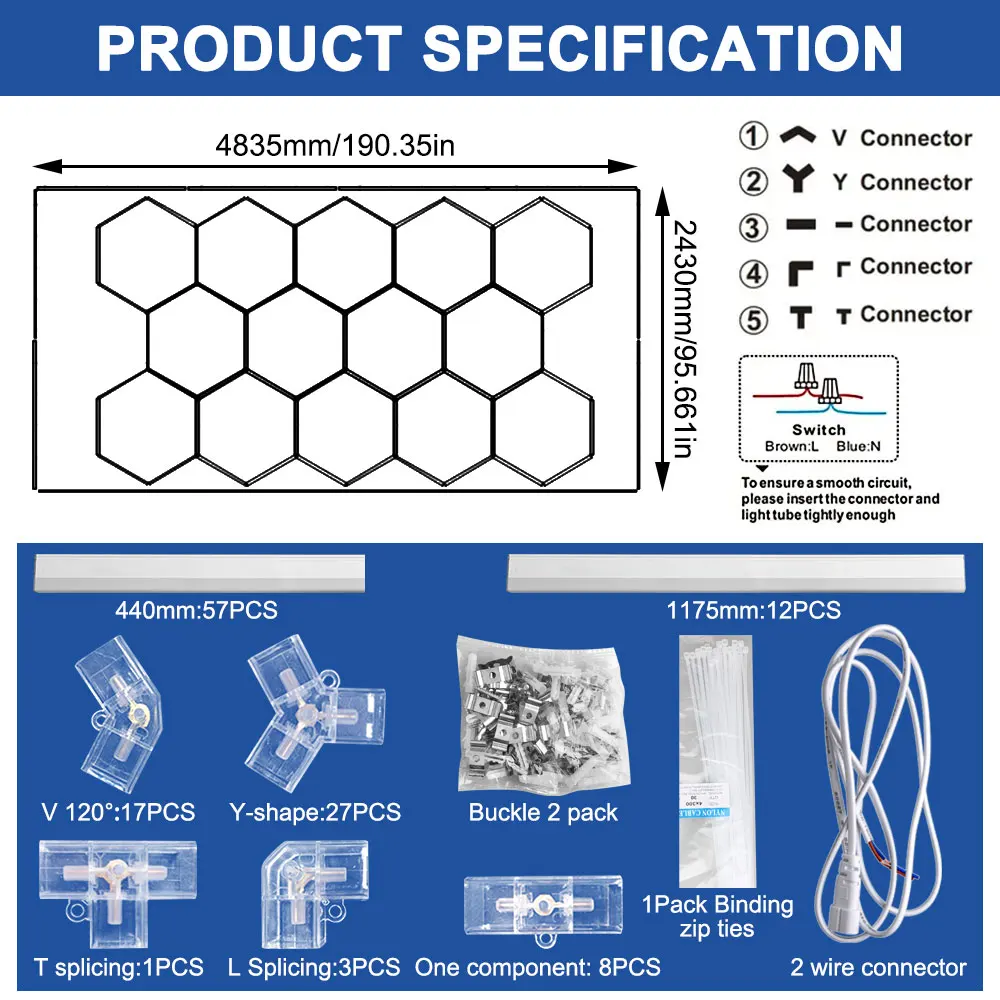 Garage Light Hexagon Lights With borders Lamp 110V Highly Efficient Honeycomb LED Light Customized for Barber Ceiling Lighting
