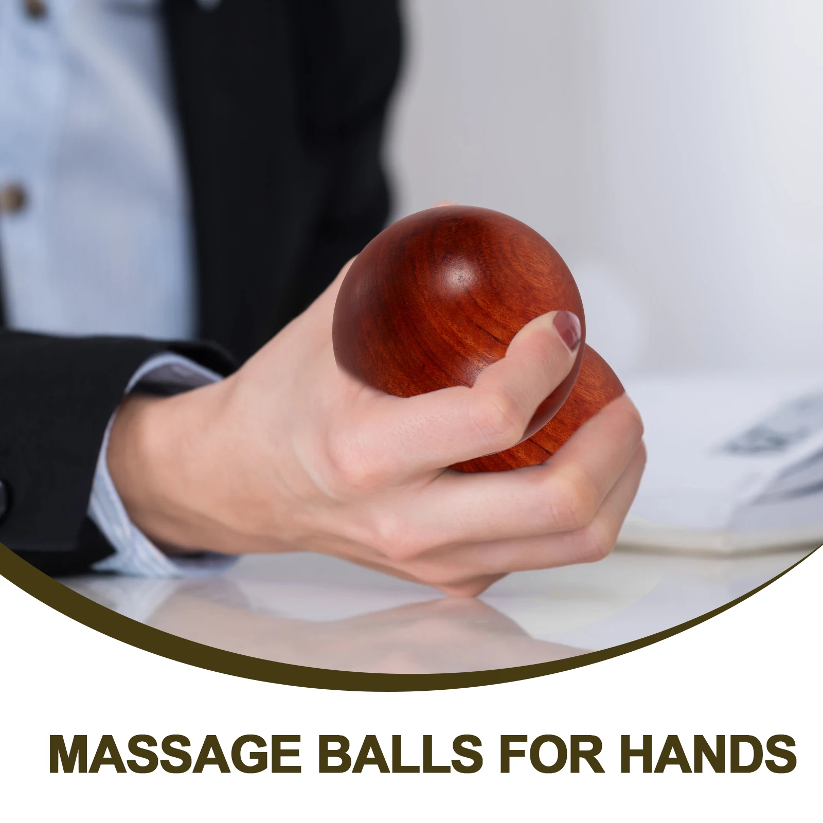 

2Pcs Handball Wooden Massage Balls for Yoga Fitness Large Size Hand Exercise Muscle Stretch Fingers Dexterity Strength