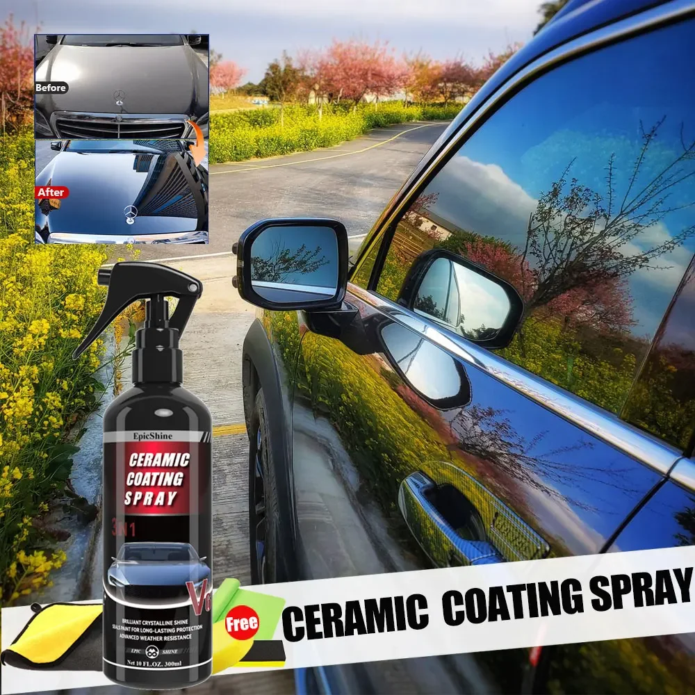 

3 In 1 Car Ceramic Coating Spray Enhance Shine Nano Crystal Hydrophobic and Scratch Restorer Polish Clean Auto Care Accessoires