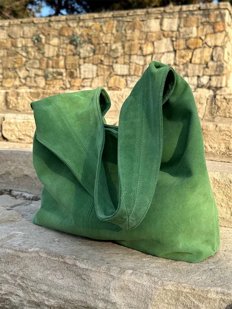 

Женская замшевая сумка-ведро большой вместимости, на одно плечо, новинка ранней осени 2025 года, стильная, высококачественная, для повседневного использования