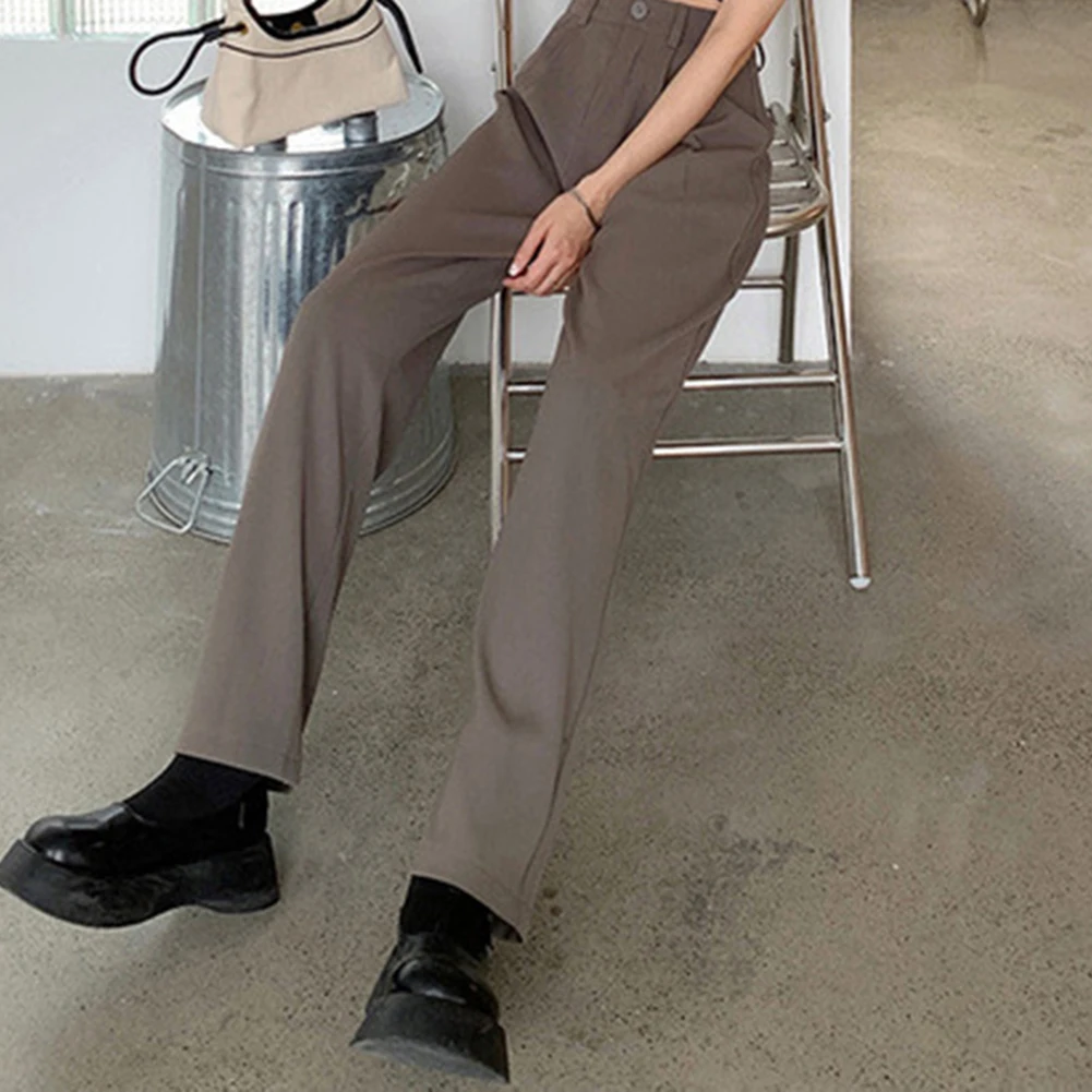 بنطلون كاجوال سروال عالي الخصر في مكان العمل، بنطلون بيج عالي الخصر مريح وخفيف الوزن كاجوال #3