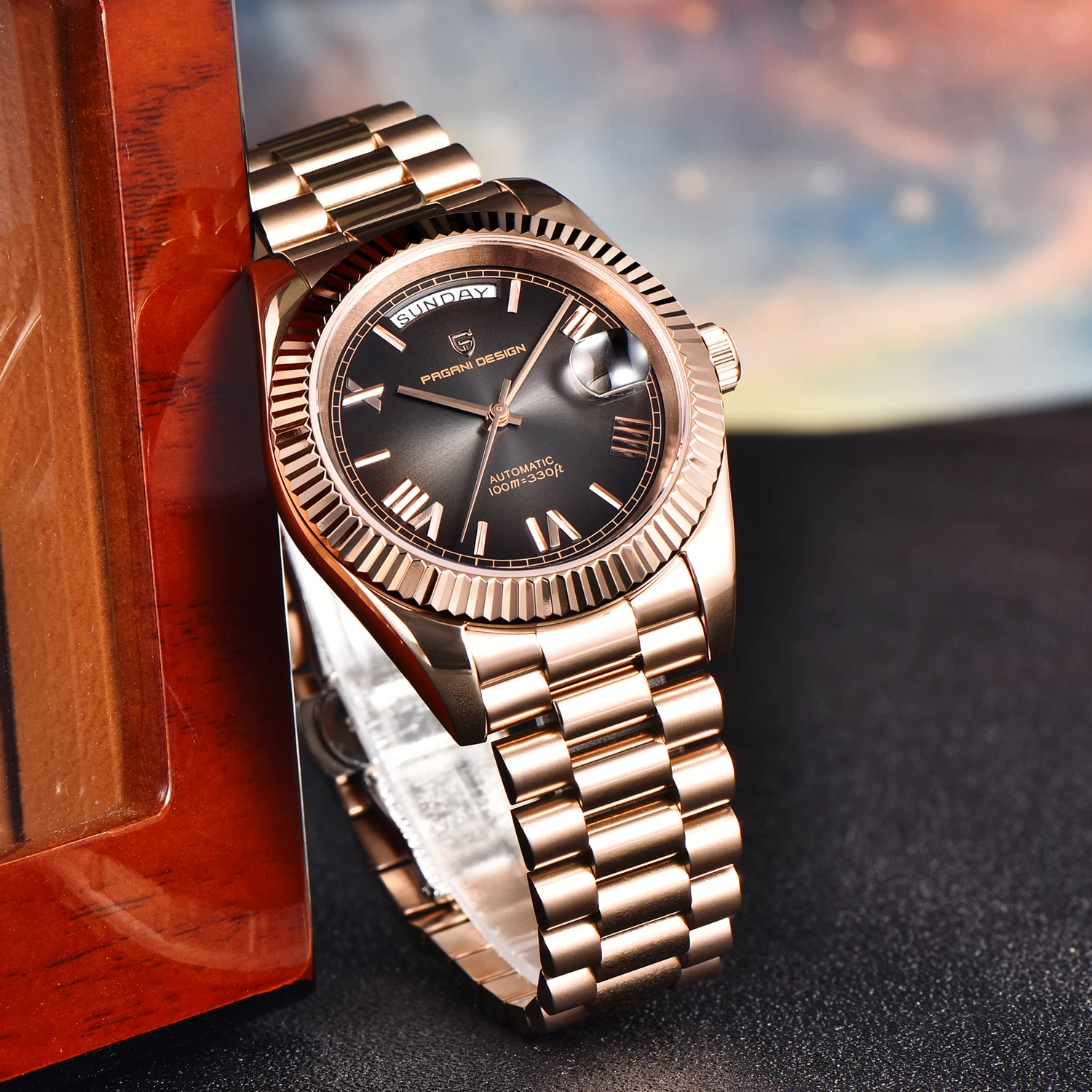 2025 جديد PAGANI تصميم DD36 رجل ساعة الذهب الوردي الفاخرة الرجال ساعات آلية الياقوت مرآة ساعة أوتوماتيكية للرجال مقاوم للماء #5