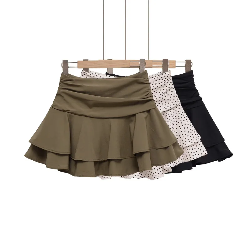 ETJ 2025 Damen Sommer Neu Sexy Mode Hot Girl Style Flauschige Stufenverzierung Mittelhoch Sitzender Kurzer Rock-Hosenrock – Detail 12