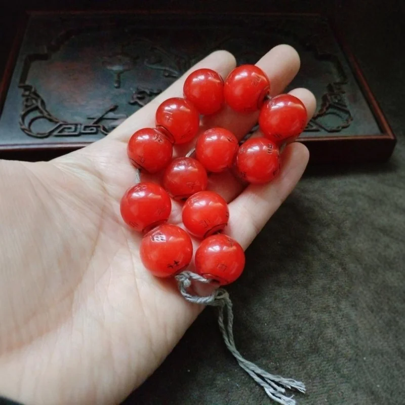 Tibetan Area Returned Old Patina Round One Strand Red Agate Matching Bracelet Beads