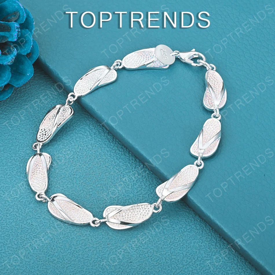 Creative Jewelry 925 Sterling Silver Slipper Fashion Design Bracelet Accessories For Men Women Birthday Party Gift For Girls