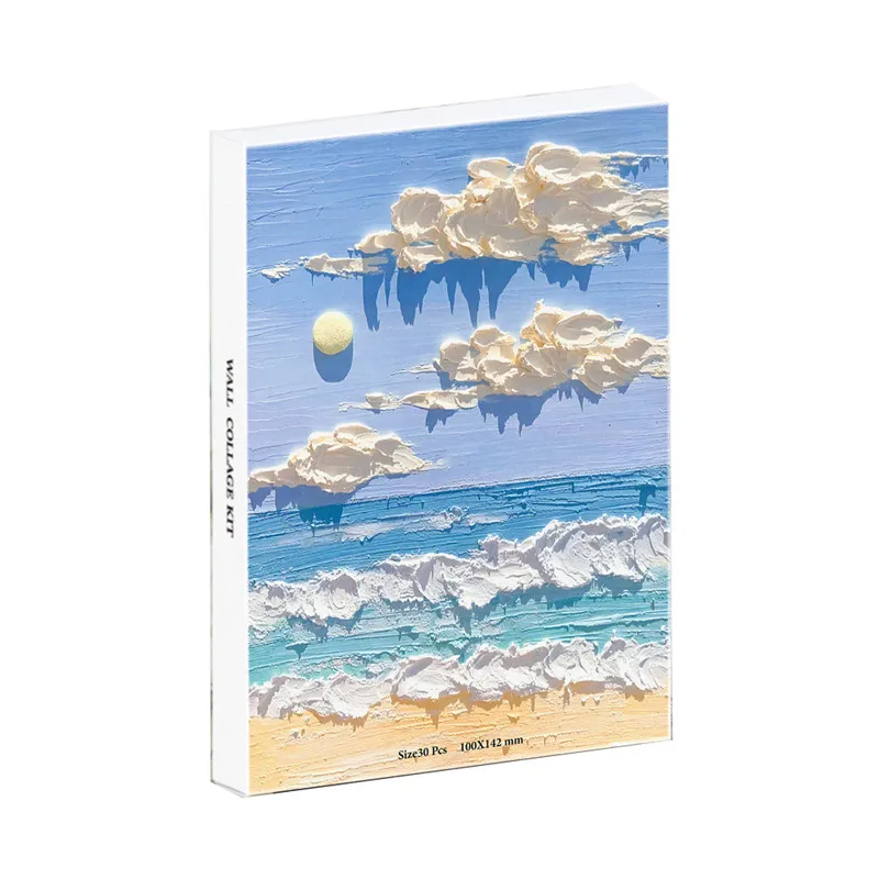 

30Pcs/Set Art Oil Painting Postcards Gift Wish Greeting Card Aesthetics Wall Collace Kit With Sticker Fashion DIY Decorative