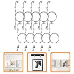 10 Sets Adjustable Picture Hanging Wire Rope Hooks Frame Hangers For Display Systems Picture Rail Hardware Kit Steel Suspension