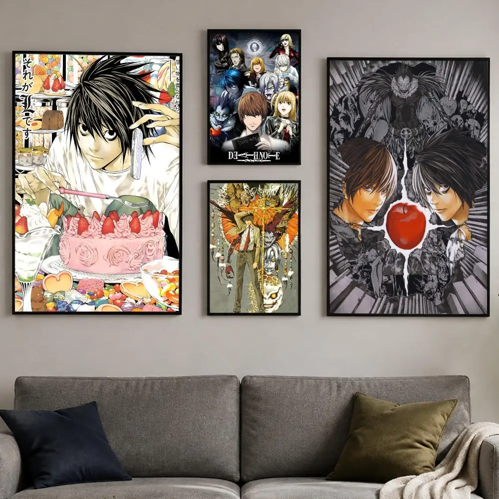 Thriller Anime Death Note Poster PP Self-Adhesive Bedroom Gaming Cafe/Bar Vintage Aesthetic Decor Ideal Gift