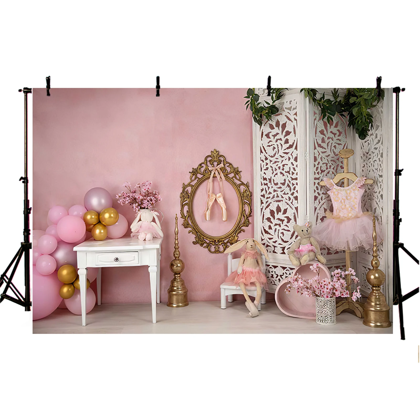 Pink Bedroom Photography Background Girl Desk Dolls Dress   Baby Shower Party Portrait Decor Backdrop Photo Studio Props