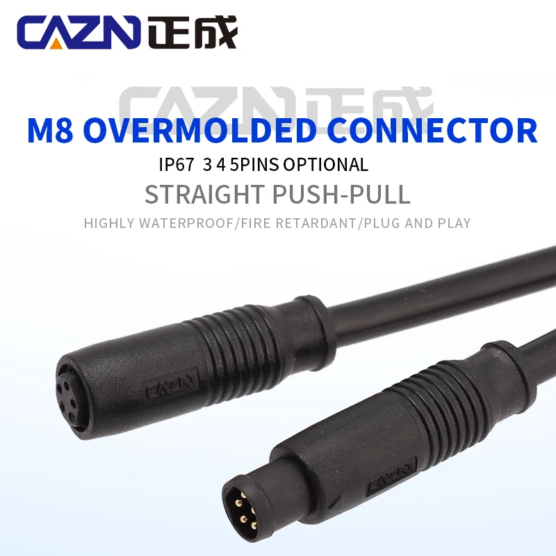 

M8 Male Female Unshielded Straight Overmoled Plug Bayonet Type Quick Insertion 1M 2M 5M PVC/TPU Cable Connector Plug