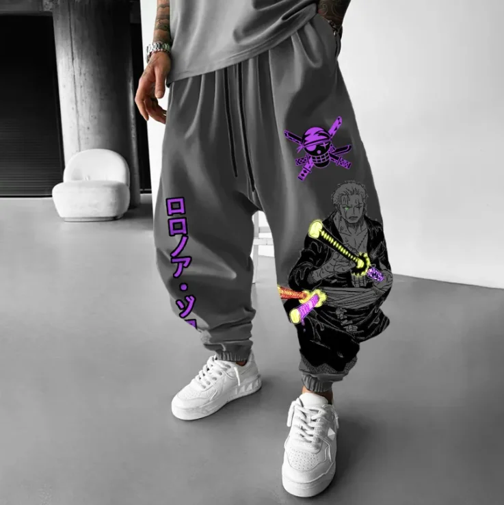 Długie spodnie z nadrukiem postaci z One Piece są wygodne i luźne. Długie spodnie z polaru na jesień i zimę są sportowe i codzienne.