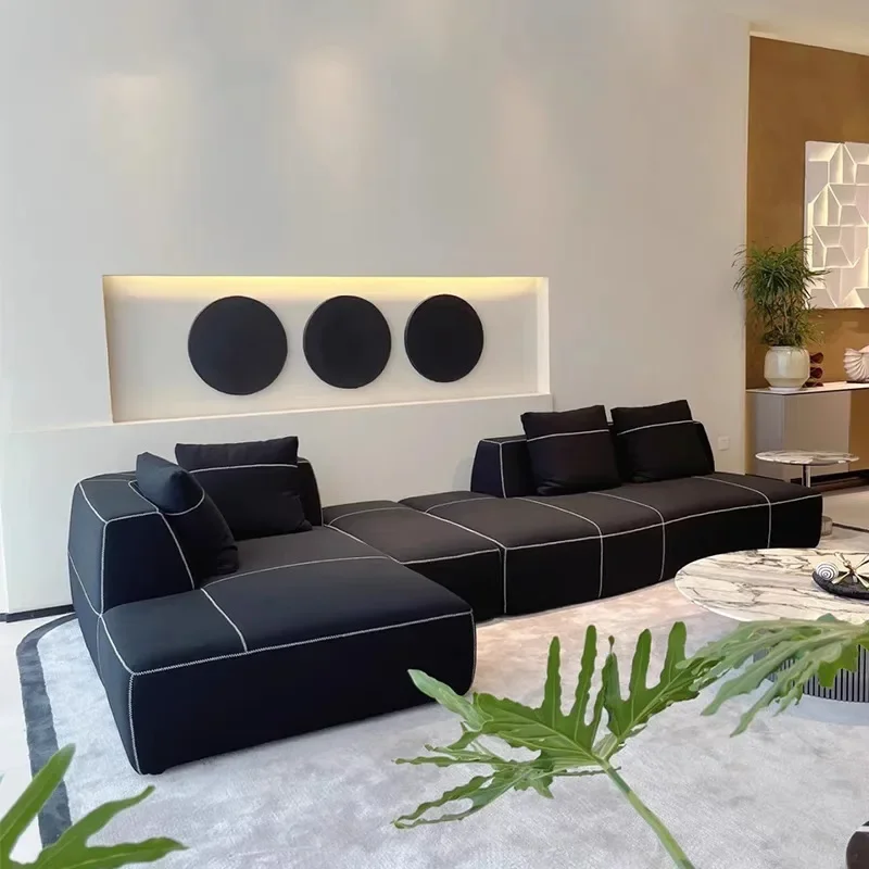 bending curve so fa special-shaped module first layer cowhide combi nation modern villa large flat floor