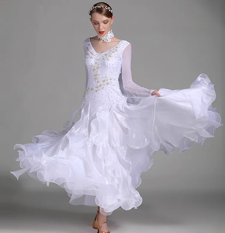 

Diamond inlaid modern dance dress for women's training and art examination clothing