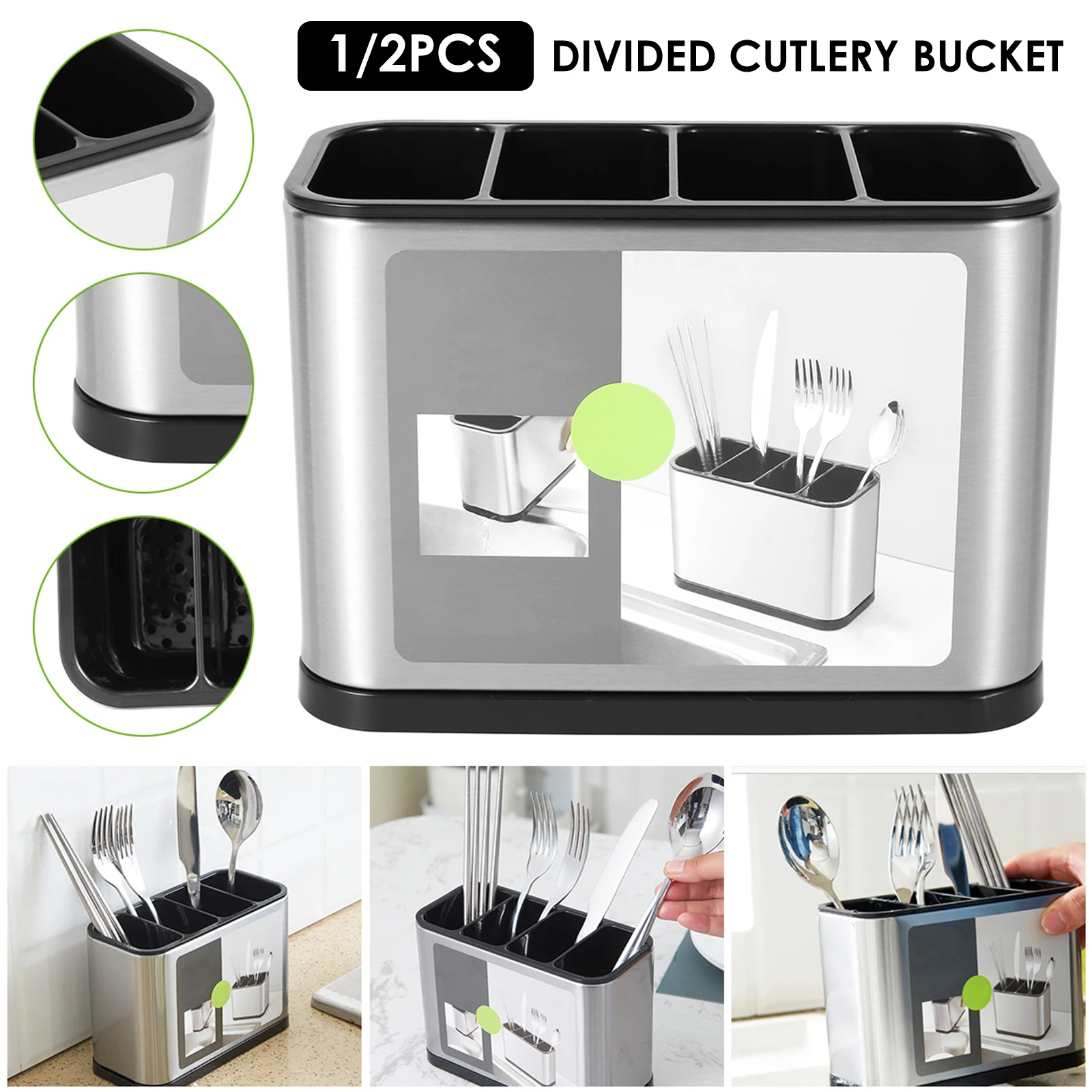 

Держатель для кухонных столовых приборов, держатель для столовых приборов из нержавеющей стали, съемный разделитель, нож, ложка, вилка, стеллаж для хранения сухих приборов