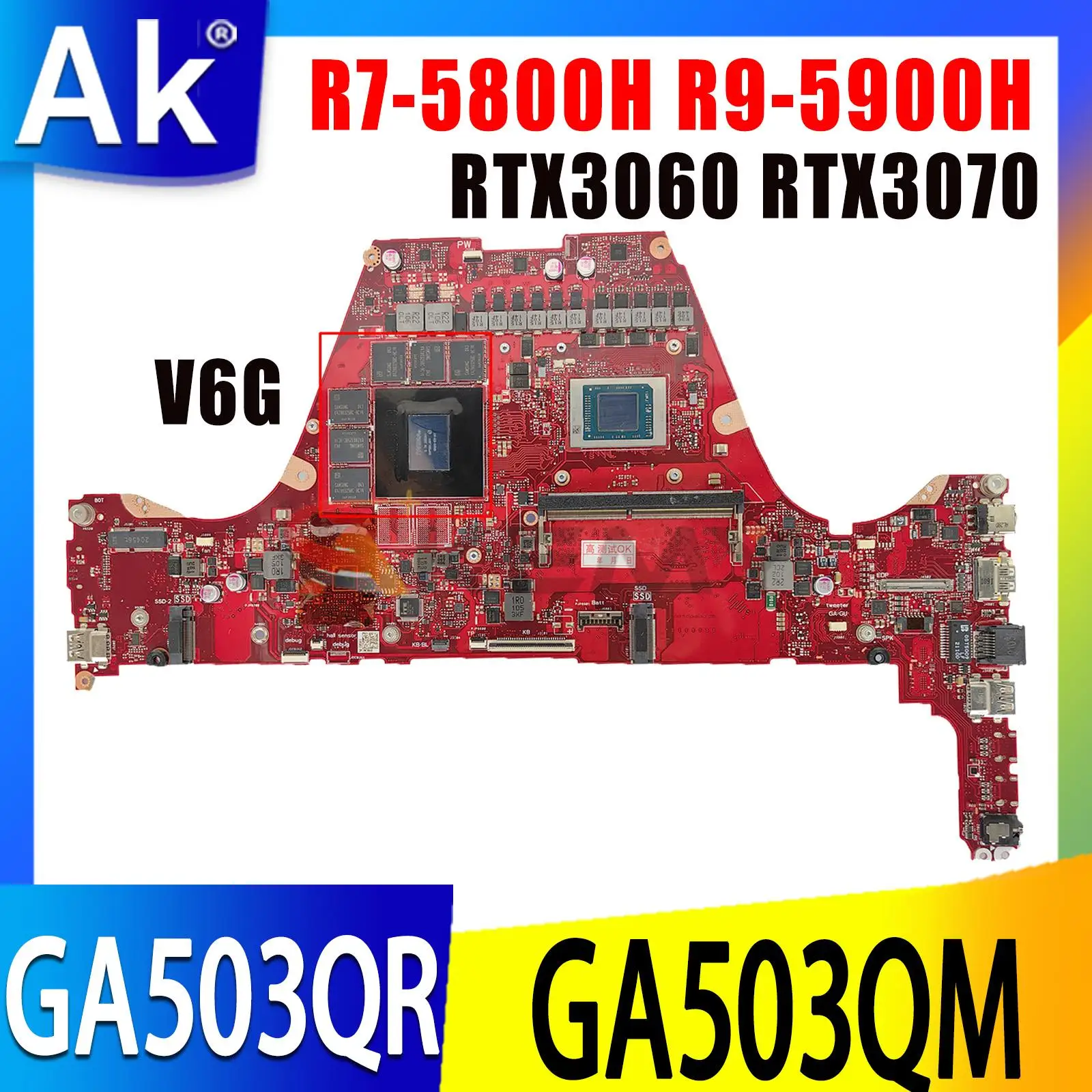 For ASUS High Performance Mainboard GA503QS Laptop Motherboard GA503QM GA503QR CPU I3 I5 I7 RTX 3060 3070 3080 100% Tested