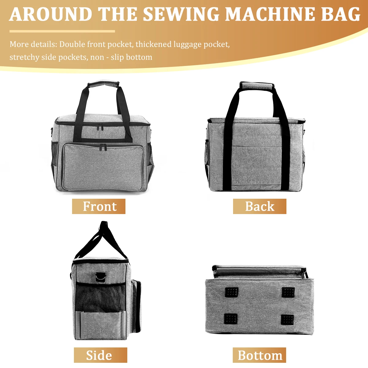 KOKNIT-estuche de transporte para máquina de coser, bolsa de almacenamiento, organizador de accesorios de costura de gran capacidad, bolsa de viaje con múltiples bolsillos