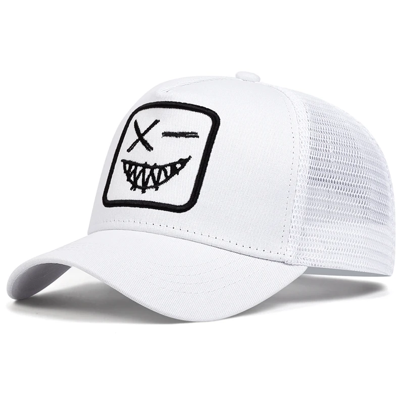 Unisex X Lächelndes Gesicht Zähne Stickerei Baseball-Netzkappen Frühling Sommer Outdoor Sonnenschutz Hut Verstellbare Lässige Trucker-Mützen – Detail 3