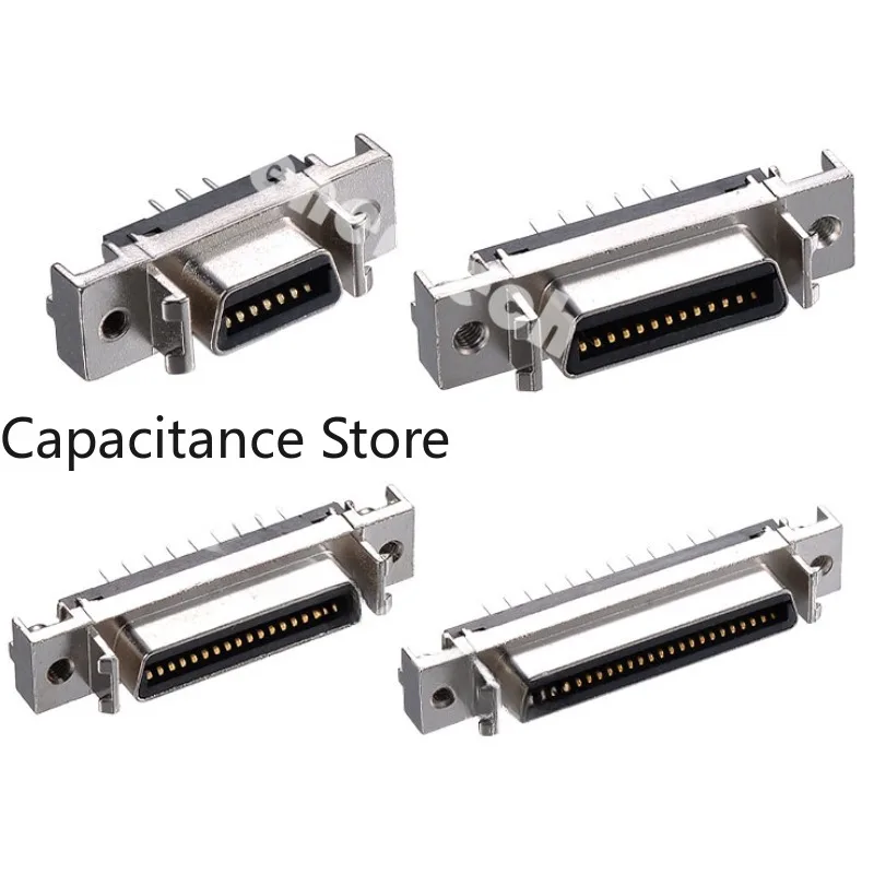 10PCS Servo connector SCSI-female 14P/20P/26P/36P/50P 180 degree vertical straight insertion DP slot type