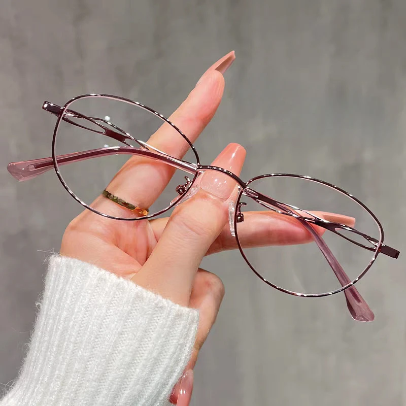 Korean version oval-shaped small frame metal anti-blue light glasses for ladies - elegant eyewear frame