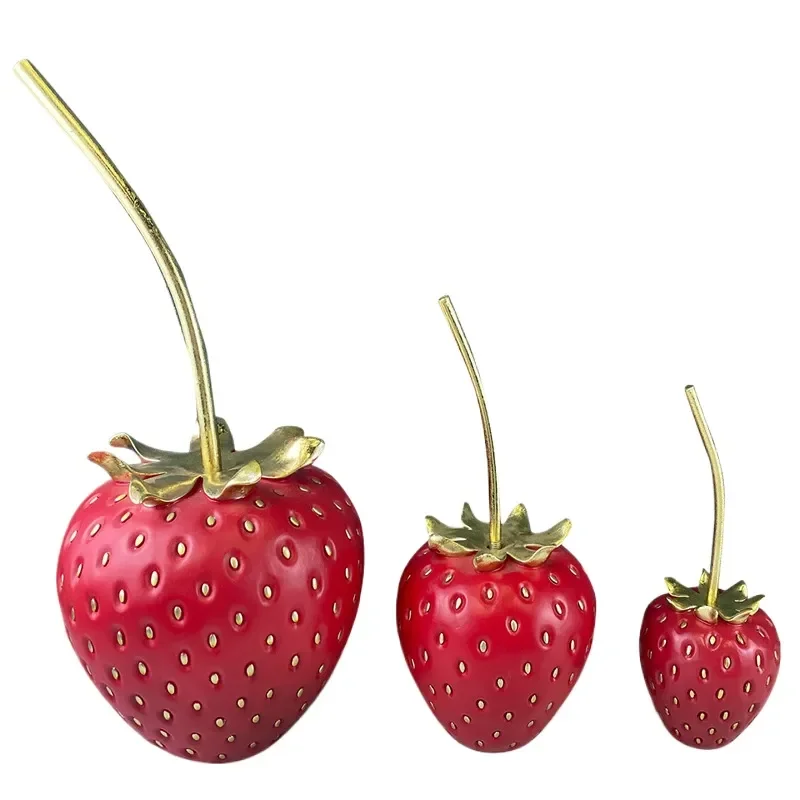 Creative Strawberry Fruit Ornament Resin Model for Home Window Exhibition Hall Decoration Photography Props Vegetable Photo