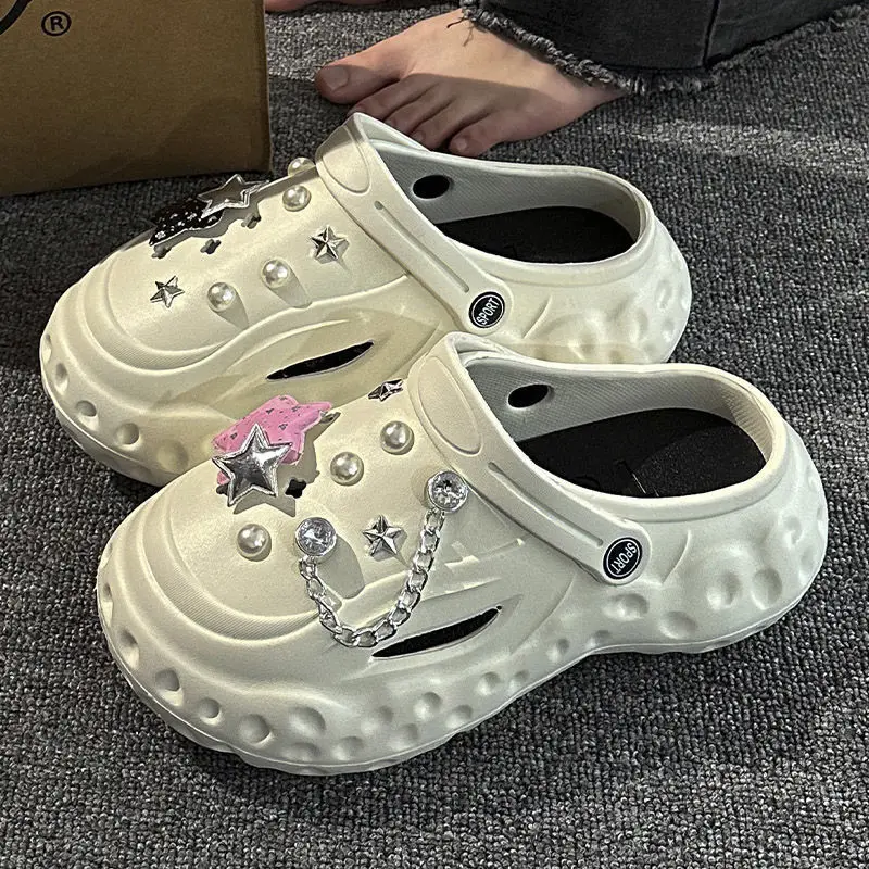 

Women Indoor Street Slippers Fashion Clogs Cute DIY Summer Garden Shoes Soft EVA Thick Sole Big Size Sandals Girls Beach Slides