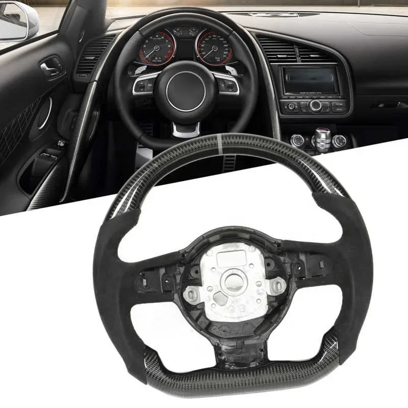 2025 gran oferta volante de fibra de carbono Alcantara para TT TTRS 8J MK2 R8 MK1 2007 2008 2009 2010 2011 2012 2013