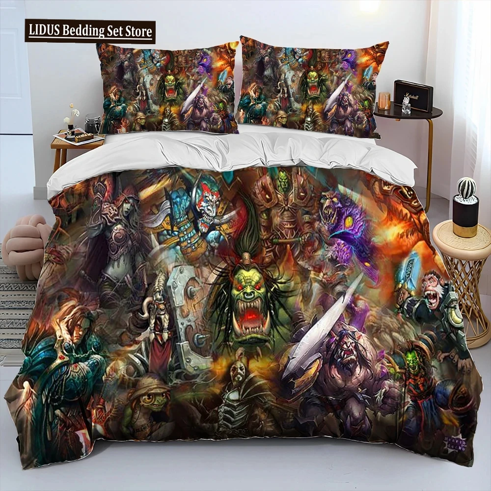 

World Of Warcraft,WOW ,Game Gamer Comforter Bedding Set,Duvet Cover Bed Set Quilt Cover Pillowcase,king Queen Size Bedding Set