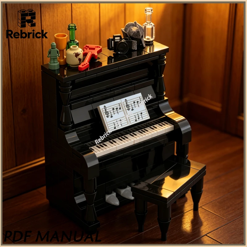 

Upright Piano MOC Building Blocks, Creative Musical Instrument Assembly Set, Small Particle Bricks for Ornament and Collection
