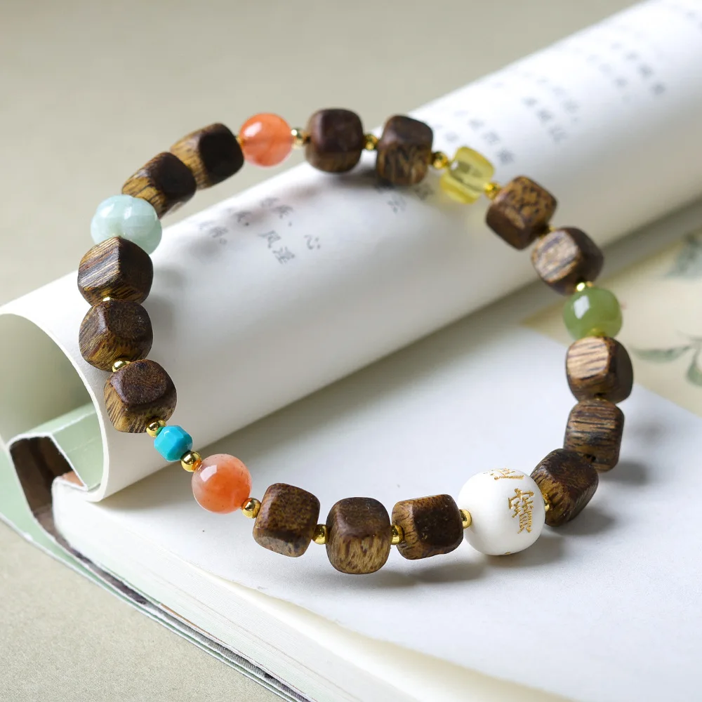 

Браслет из зеленого шинберри с благовониями и квадратными бусинами, браслет Wenchuan из пчелиного воска и жадеита, нить для переноса удачи