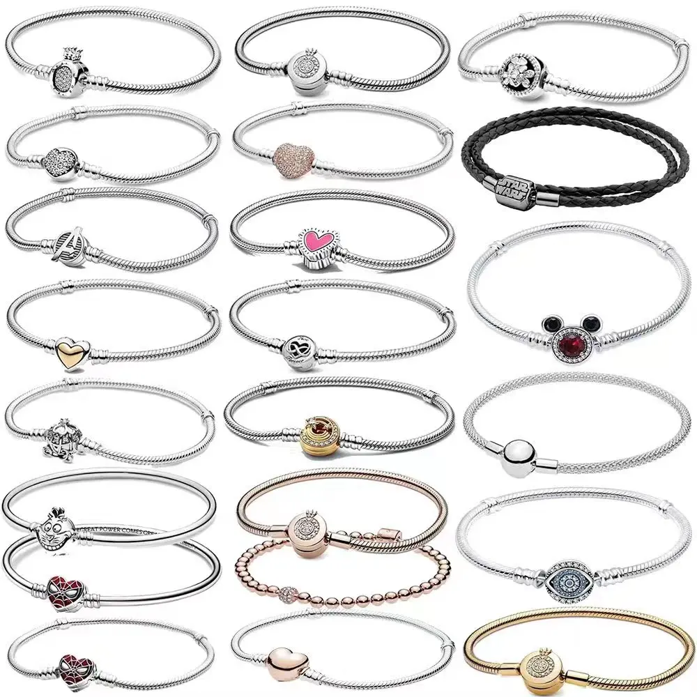 

Совершенно новый, популярный браслет из стерлингового серебра S925 в форме сердца в форме короны из змеиной кости идеально подходит для создания собственного браслета «сделай сам»