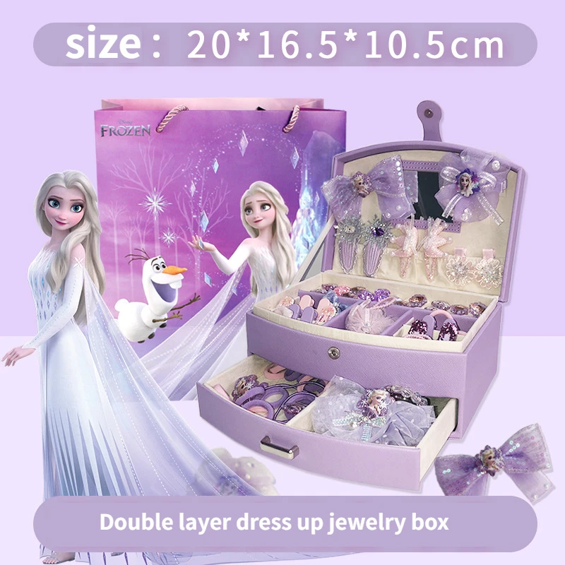 Double Layer Childrens Jewelry Box Frozen Elsa Strawberry Bear Princess Gift Box Holiday Gifts Hair Accessorie  Anime Peripheral